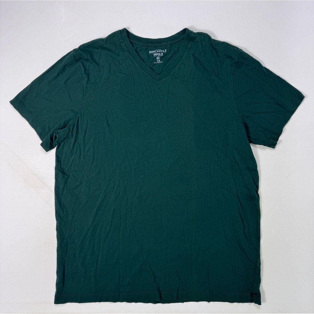 J Crew Mercantile Broken-In V-Neck T-Shirt Mens XL Slim Green Cotton Minimalist